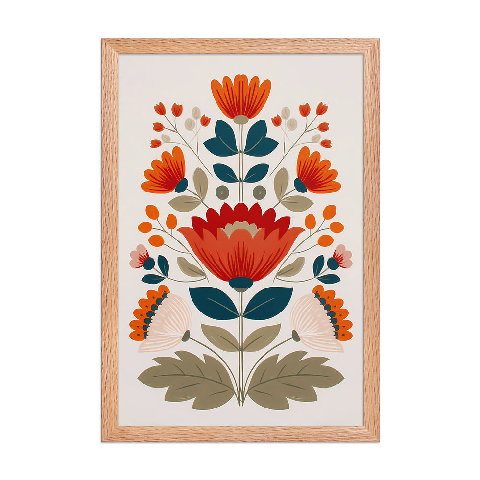 Thumbnail: Botanical Folk Wall Art - Scandinavian Charm for Your Space