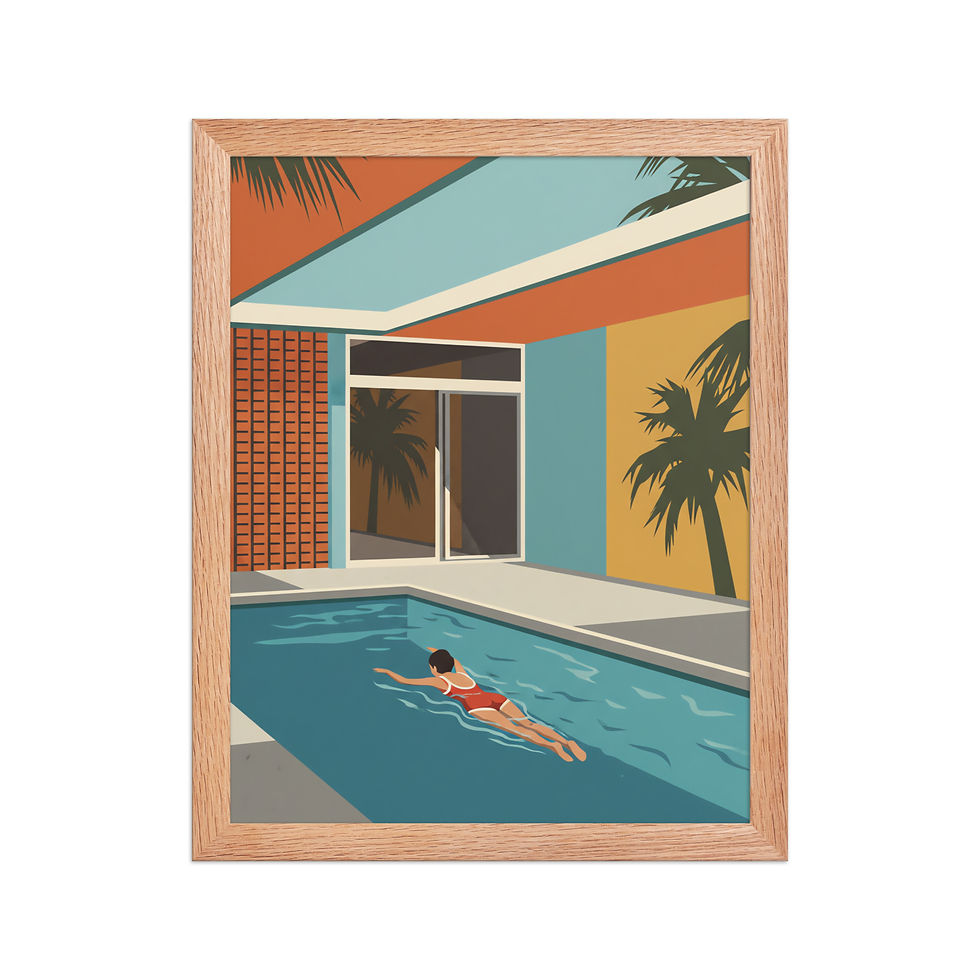 Thumbnail: Mid Century Swimmer in Pool Art Print