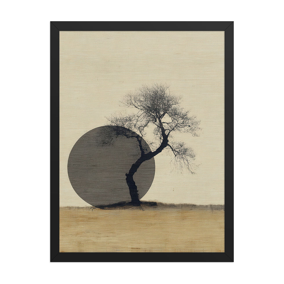 Thumbnail: Japandi Bonsai Tree Silhouette with Dark Moon Sumi-e Inspired