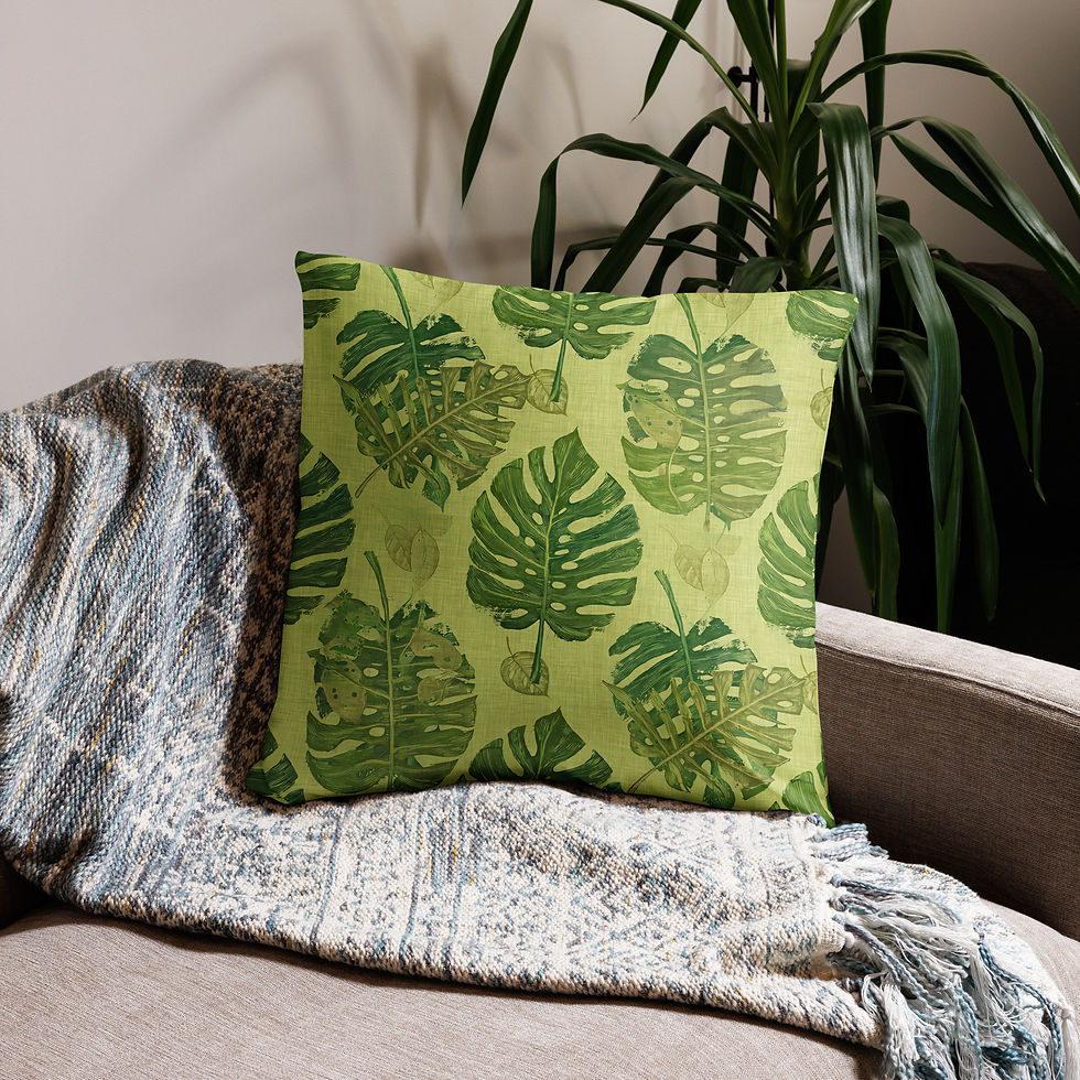 Thumbnail: Monstera Leaves Cushion for Living Room