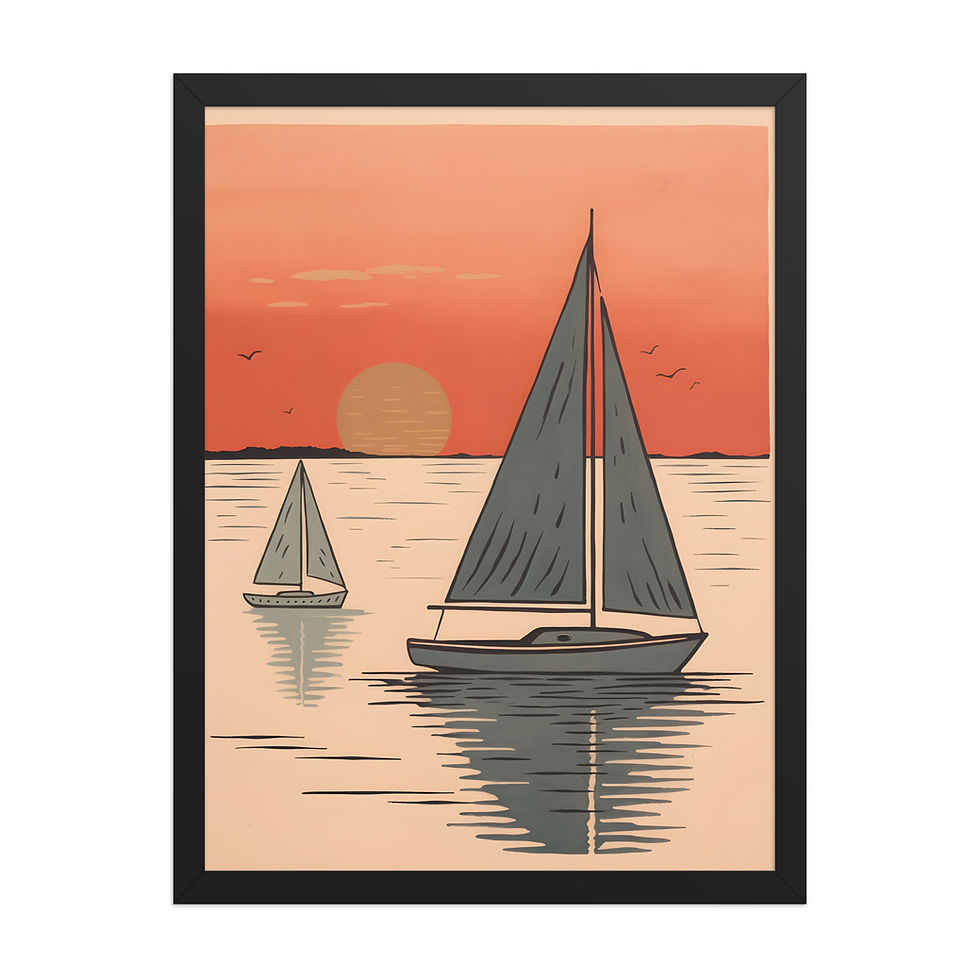 Thumbnail: Simple Crimson Sailboats Framed Print