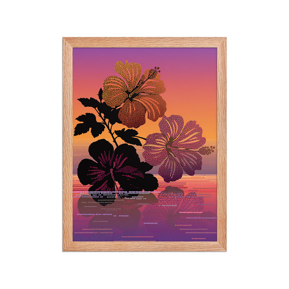 Thumbnail: Sunset Hibiscus Pointilist Summer Print
