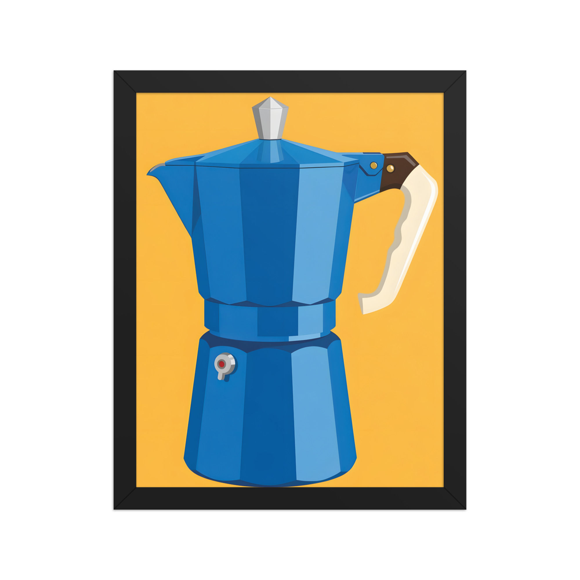 Bold Blue Coffee Pot Eclectic Kitchen Framed Wall Art