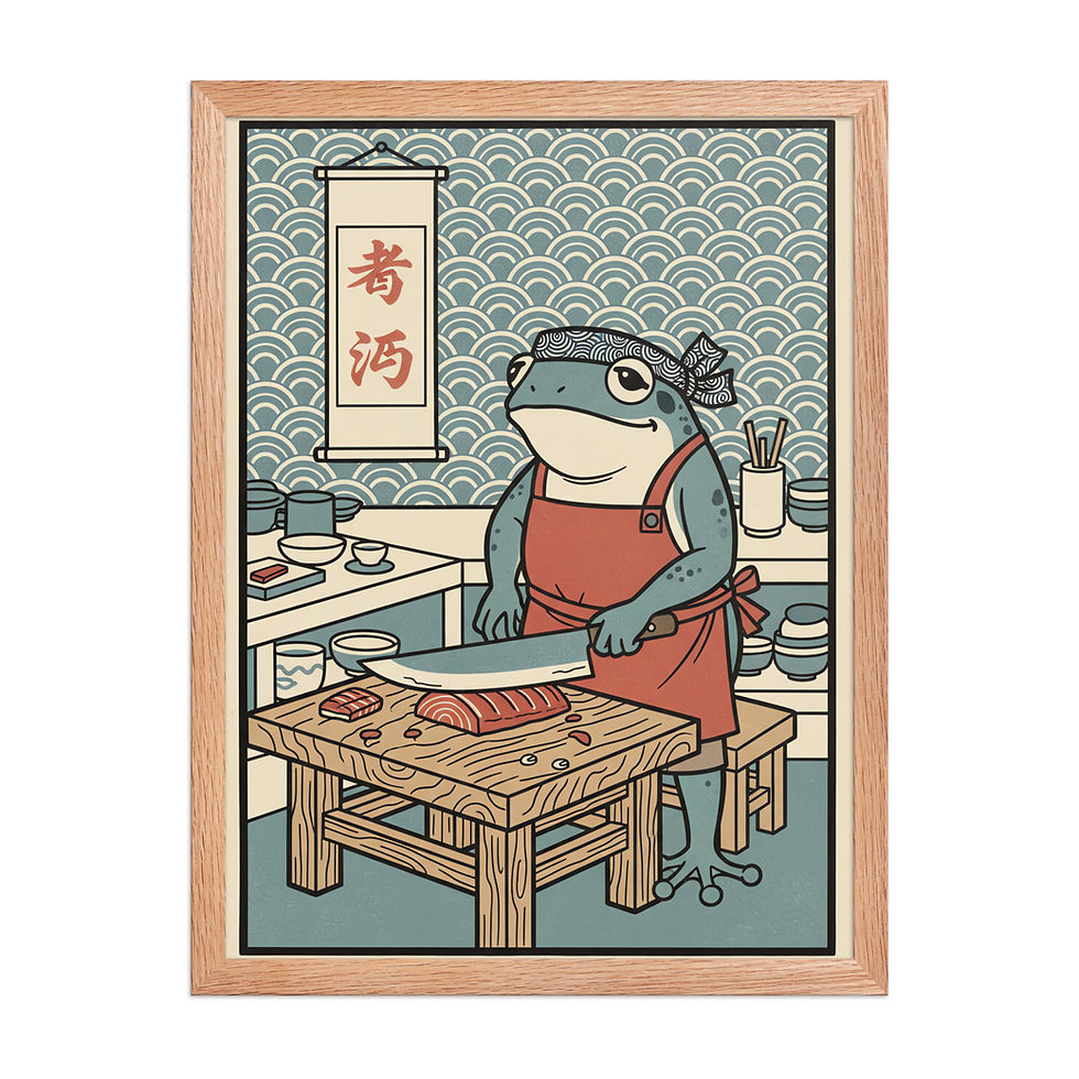 Thumbnail: Sushi Chef Frog Quirky Japanese Art Print
