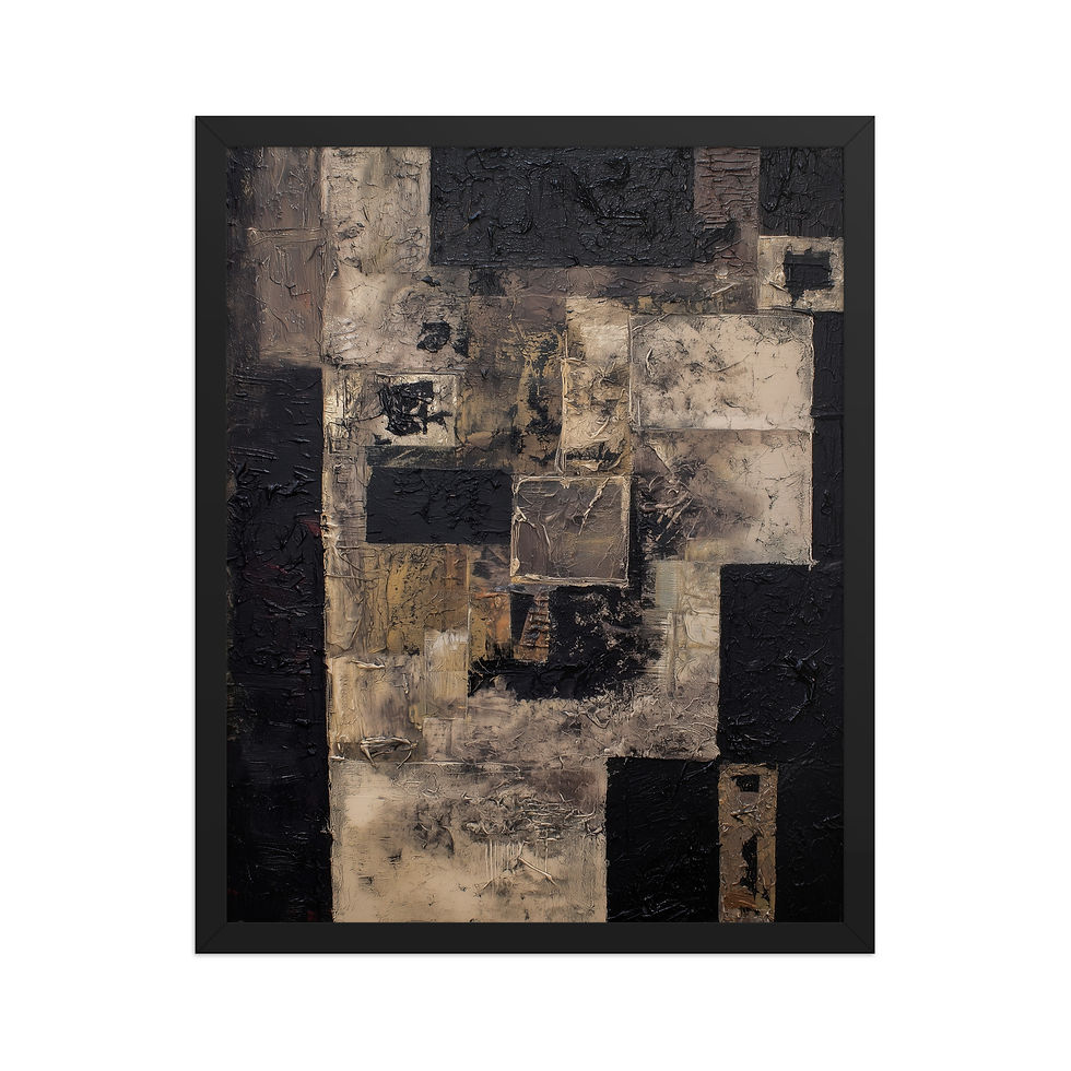 Thumbnail: Monochrome Abstract Shape Art Print | Minimalist Framed Wall Decor