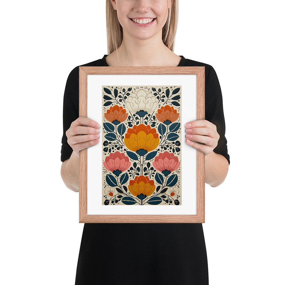 Thumbnail: Botanical Folk Wall Art - Scandinavian Charm for Your Spacemed poster