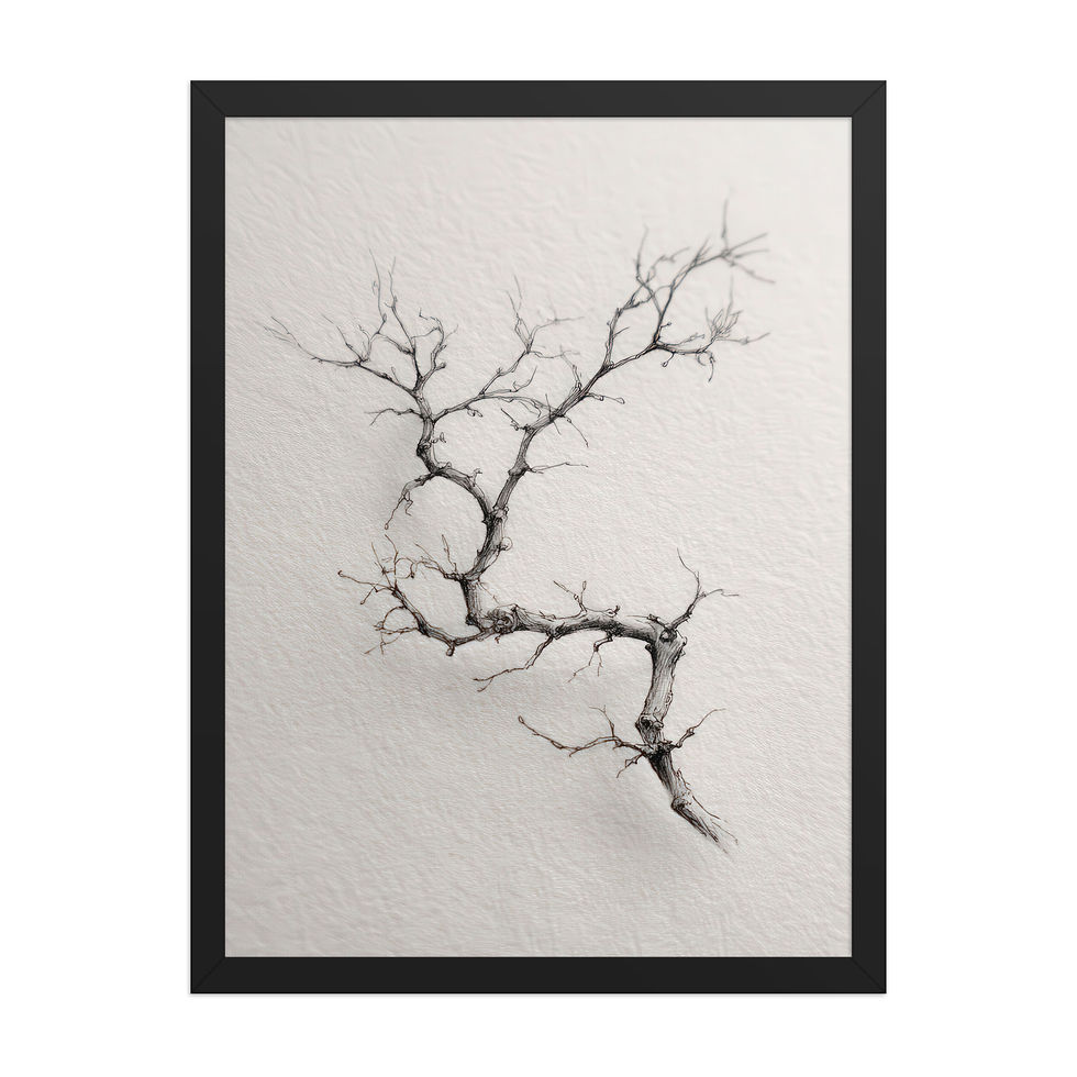 Thumbnail: Tranquil Nature Black and White Illustration - Framed
