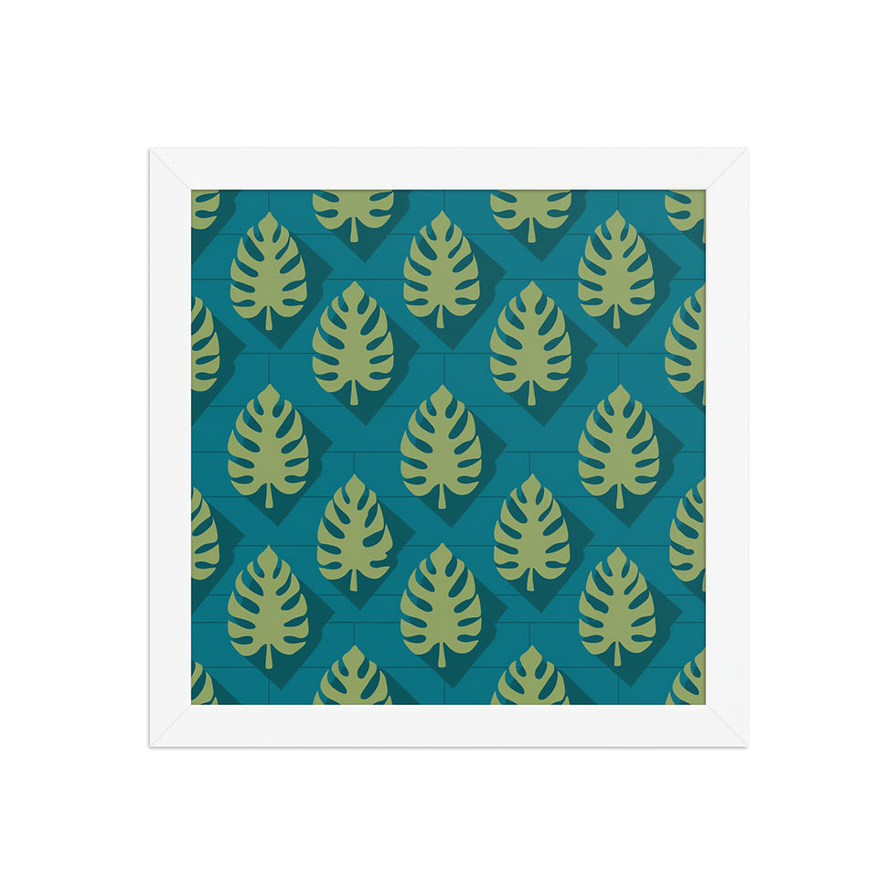 Thumbnail: Monstera Leaves Geometric Art Print