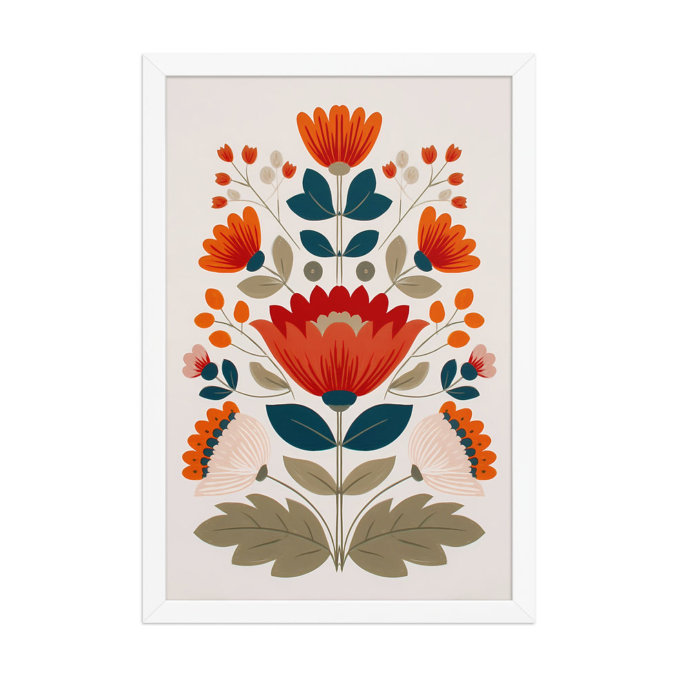 Thumbnail: Botanical Folk Wall Art - Scandinavian Charm for Your Space