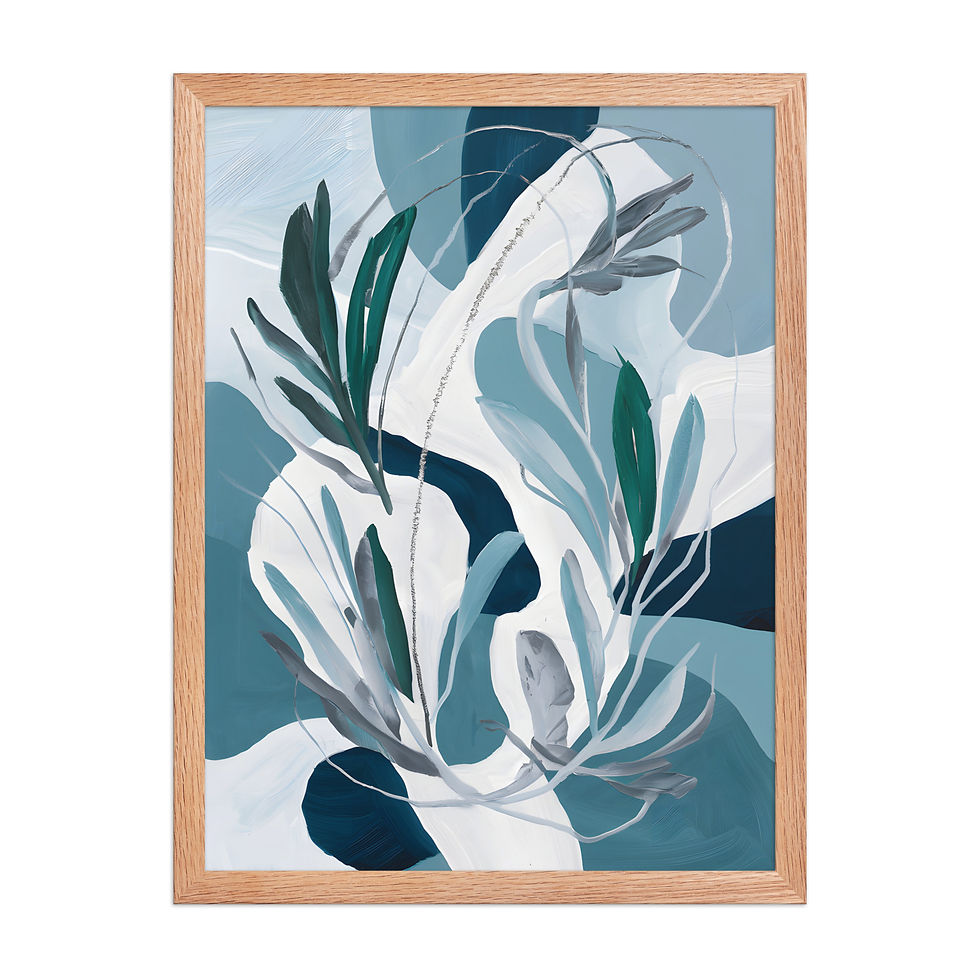 Thumbnail: Cerulean Waves Framed Art — Layered Blue Abstraction  