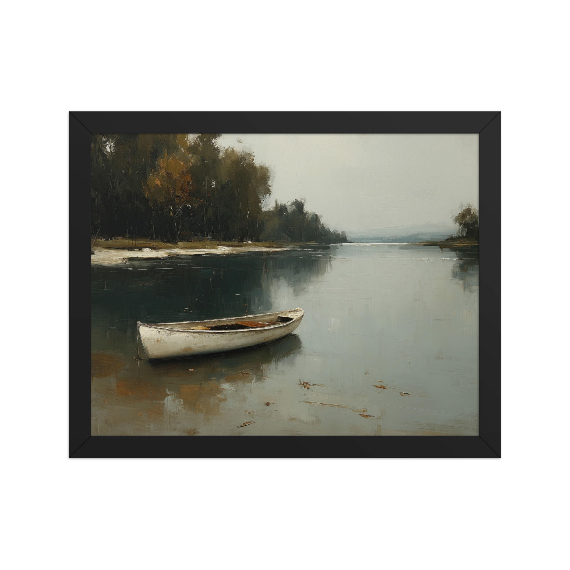 Solitary Voyage — Vintage Canoe on a Quiet River