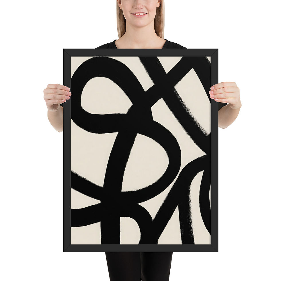 Thumbnail: Black & Beige Abstract Wall Art Print 