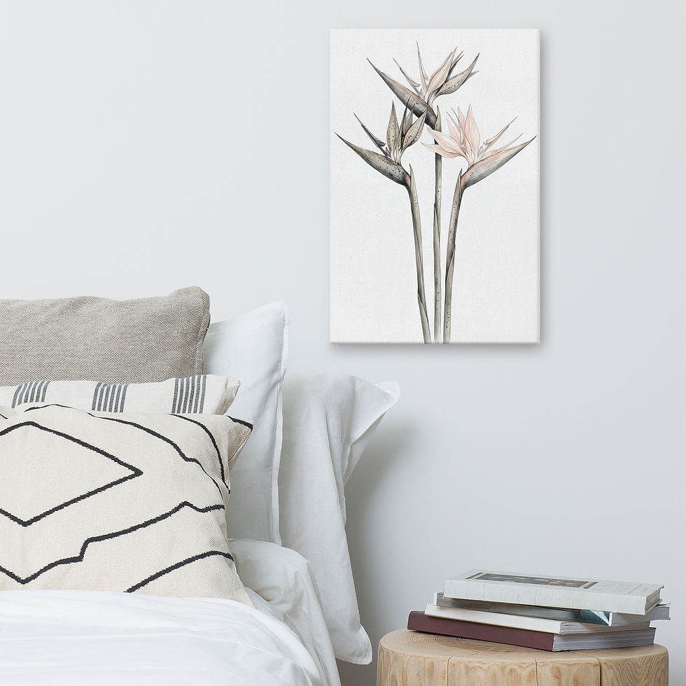 Thumbnail: Blush Bird of Paradise Canvas | Minimal Tropical Botanical Study