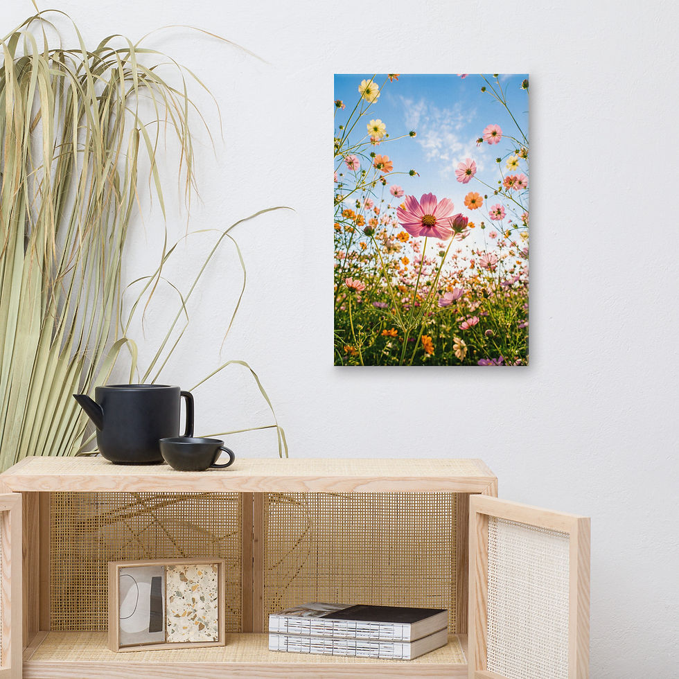 Thumbnail: Wildflower Meadow Sky View Canvas - Spring Botanical Nature Wall Art