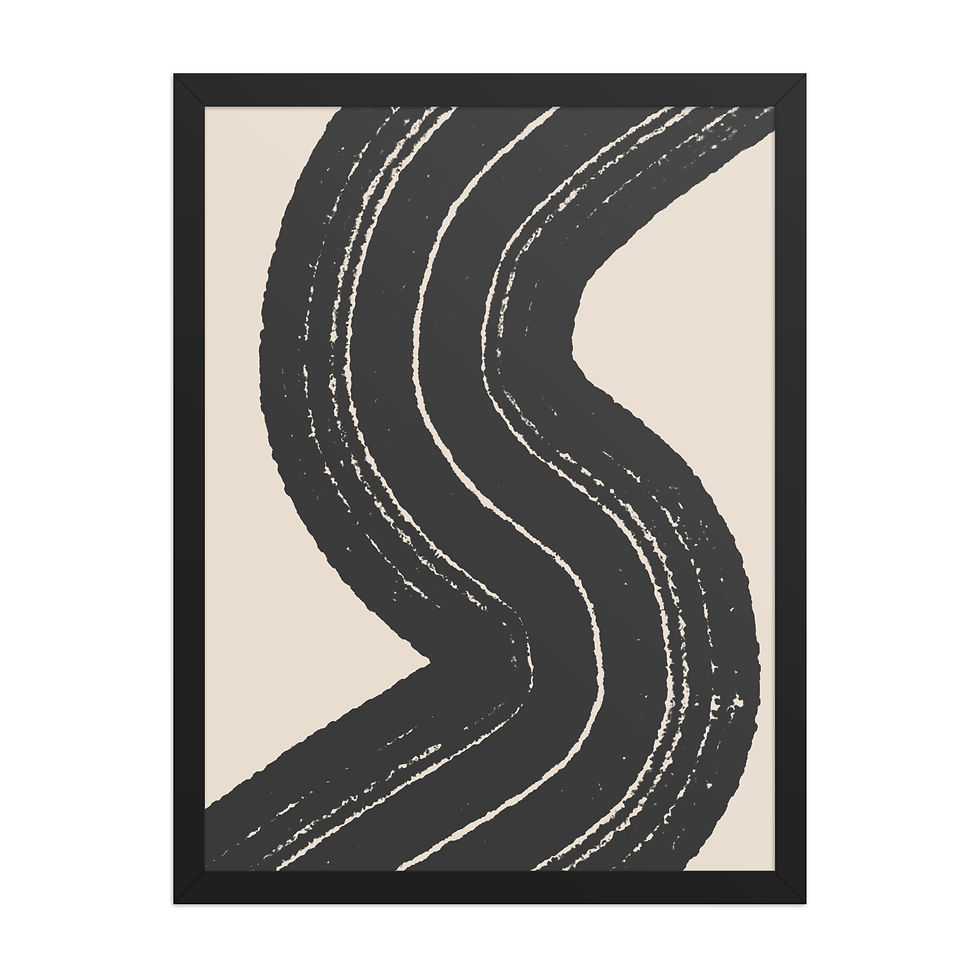 Thumbnail: Black & Beige Abstract Wall Art Print 