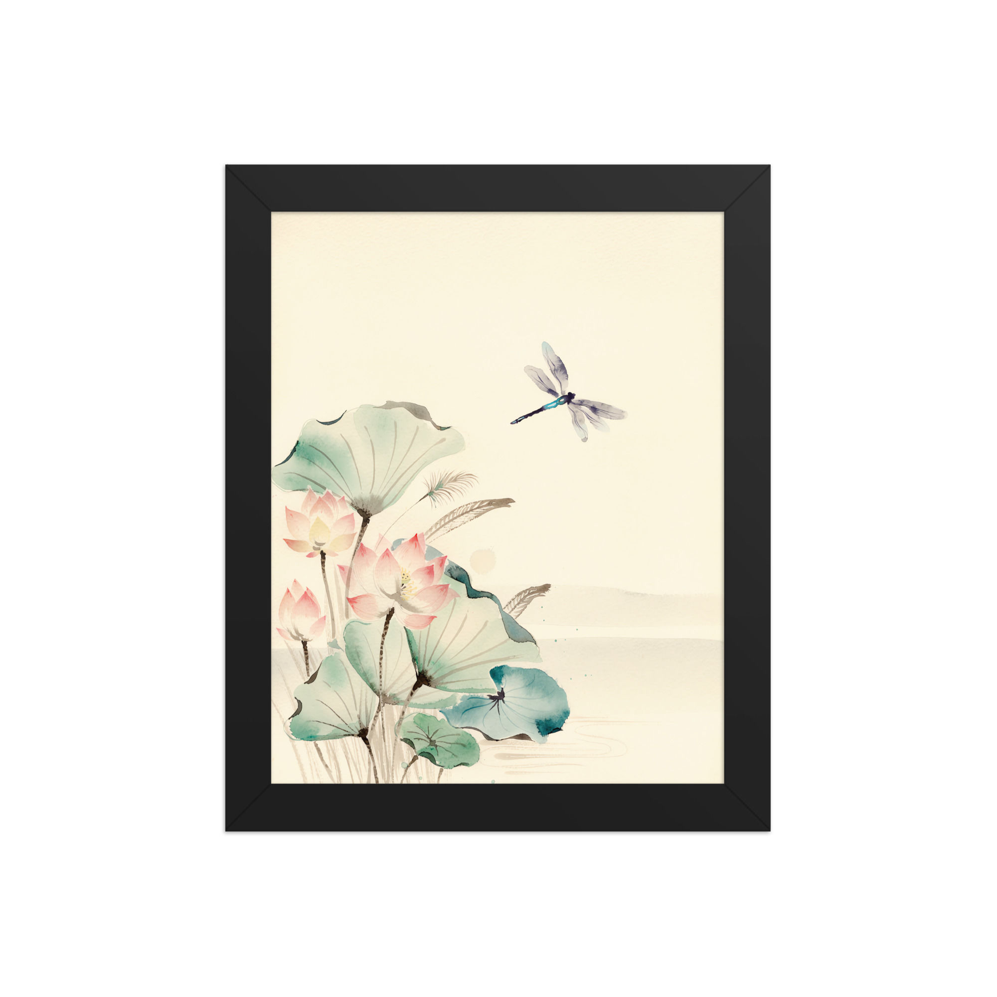 Dragonfly Lotus Framed Wall Art