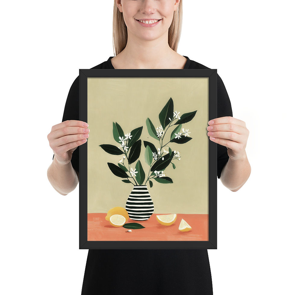 Thumbnail: Lemon Slices Gouache Inspired Art Print 