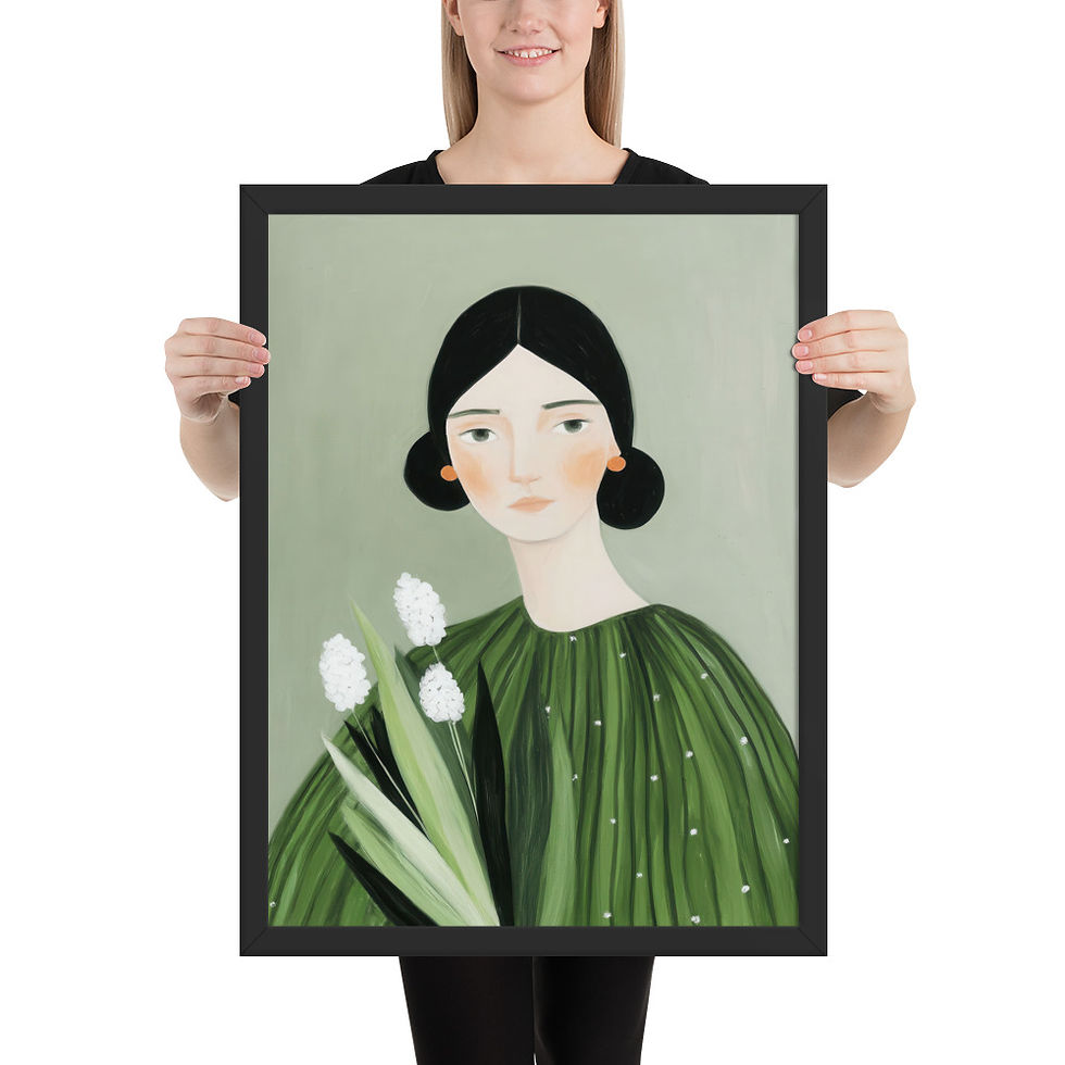 Thumbnail: Woman Figure Green Gouache  Inspired Art Print 
