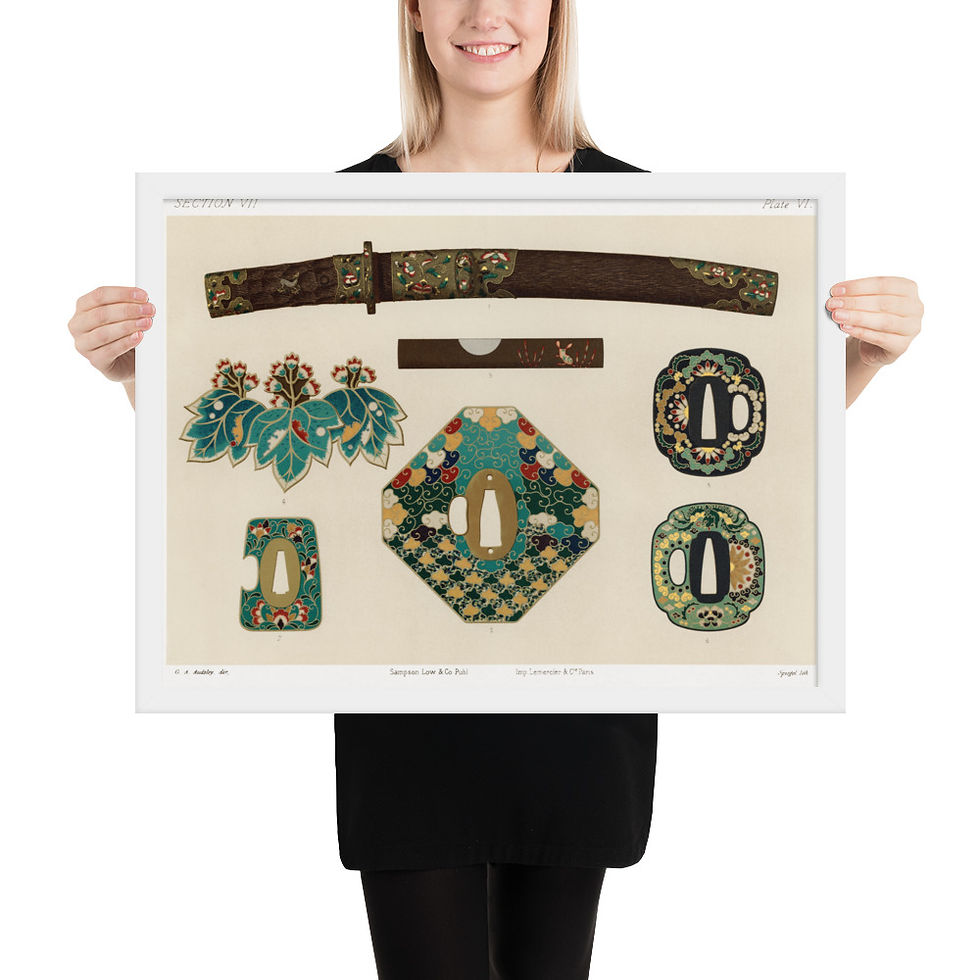 Thumbnail: Assortment of Japanese Sword and Buckles - Framed Art  