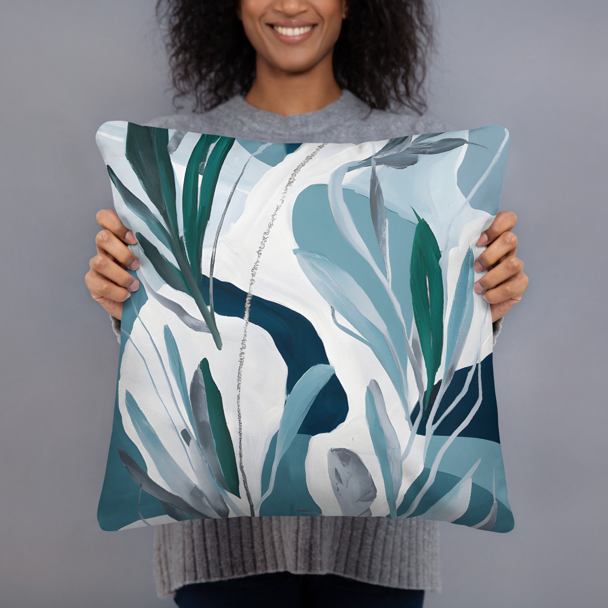 Blue and White Floral Cushion – Timeless Beauty