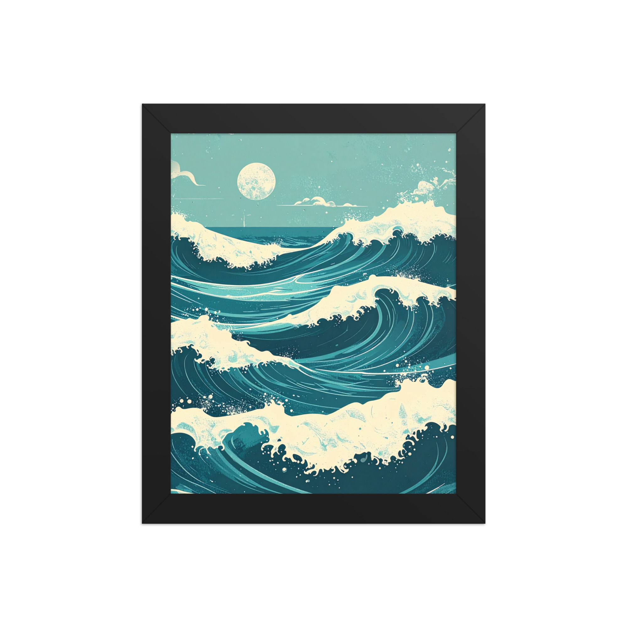 Moon and Waves Art Print
