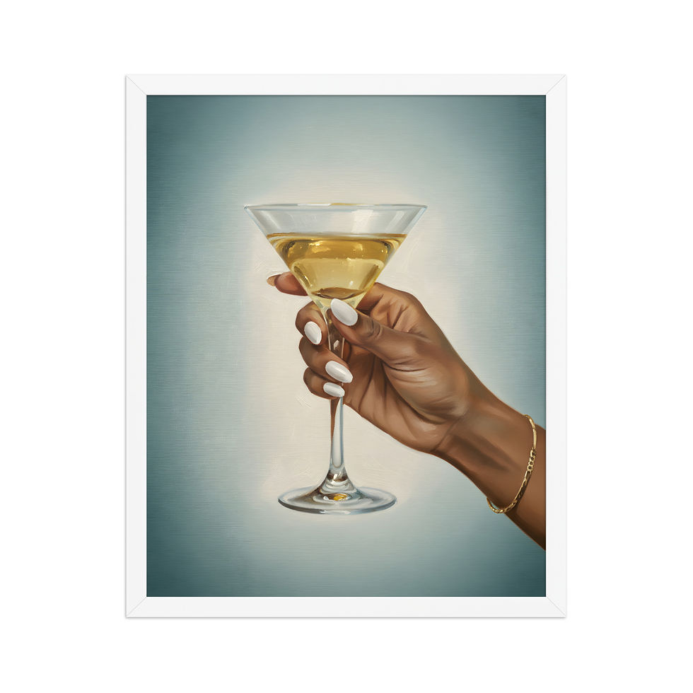 Thumbnail: Cream and Teal Cocktail Glass Framed Art Print