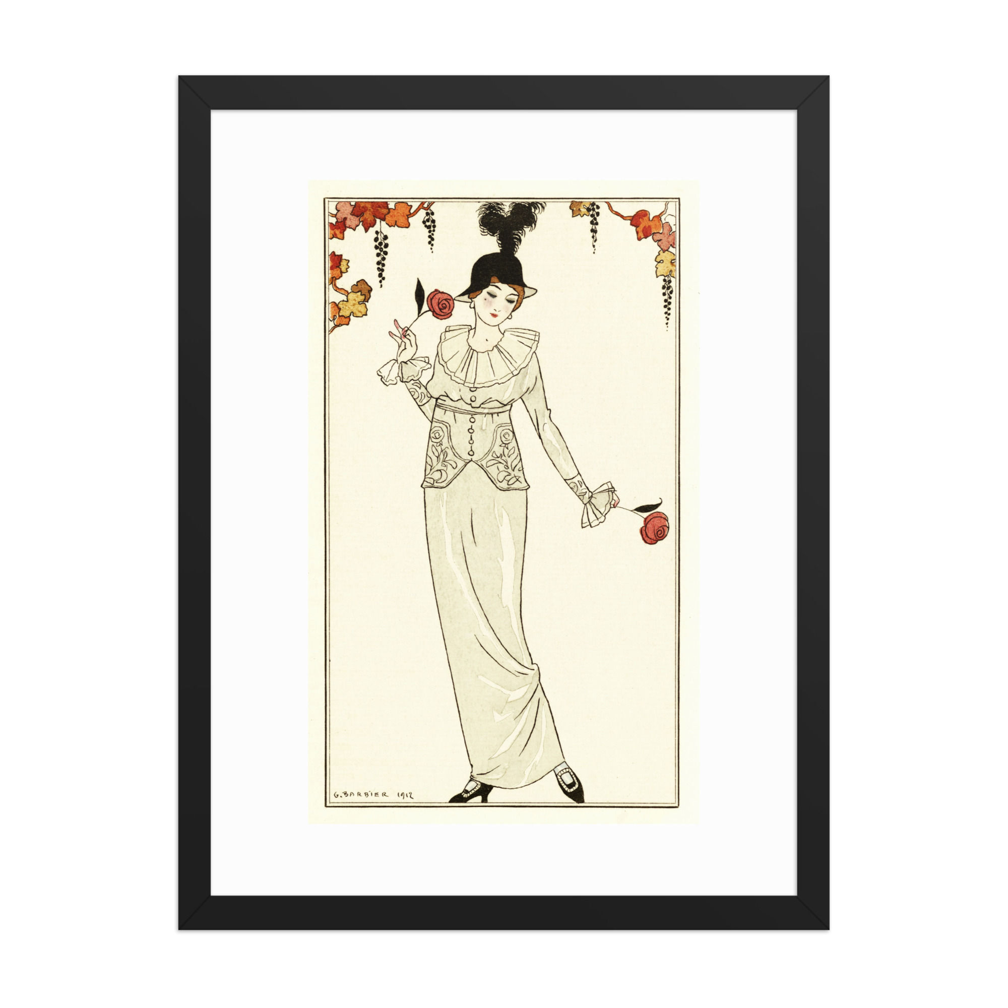 Elegant Art Nouveau Print - Framed Decored poster