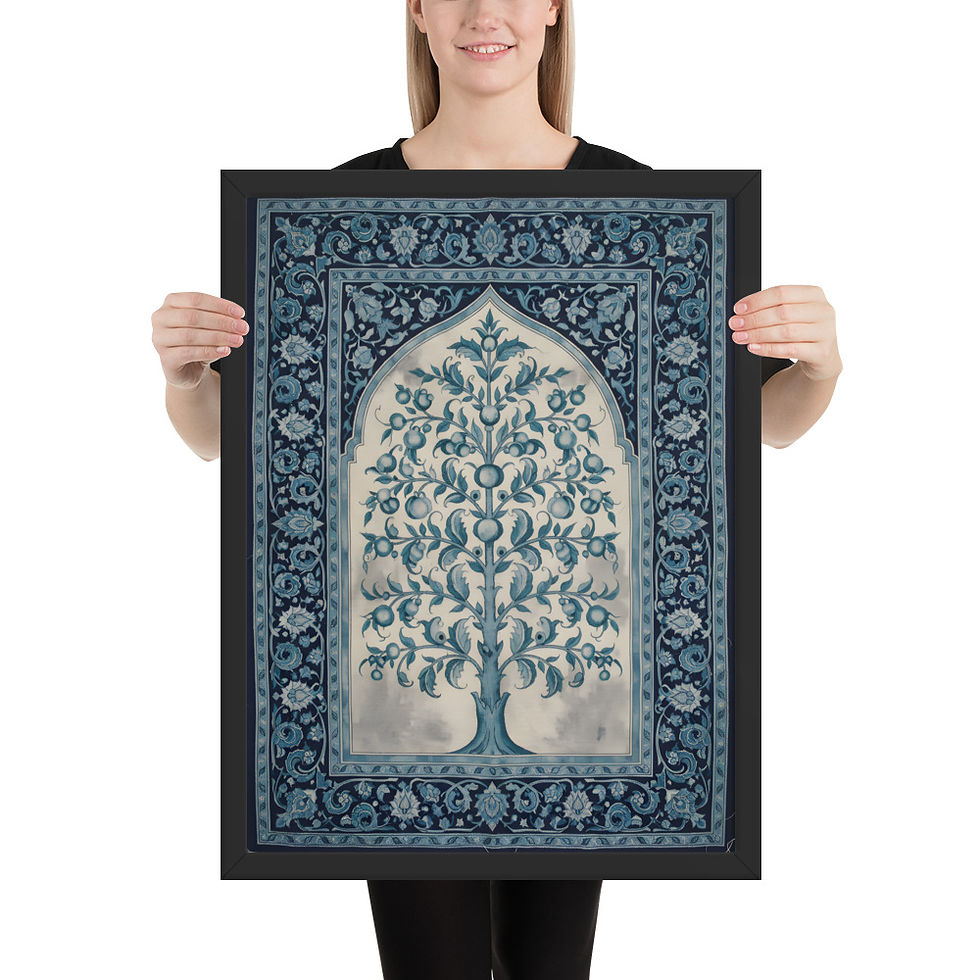 Thumbnail: Monochrome Blue Pomegranate Tree Wall Art