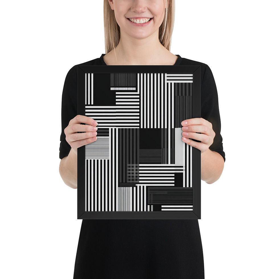 Thumbnail: Monochrome Grid Framed Neutral Art Print