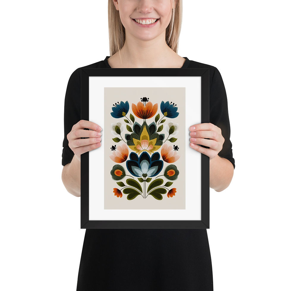 Thumbnail: Stylish Botanical Folk Wall Art - Scandinavian Design Aesthetic