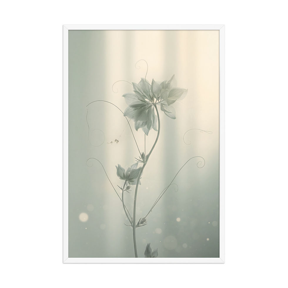 Thumbnail: Luminous Veil — Ethereal Botanical Framed Mega Print