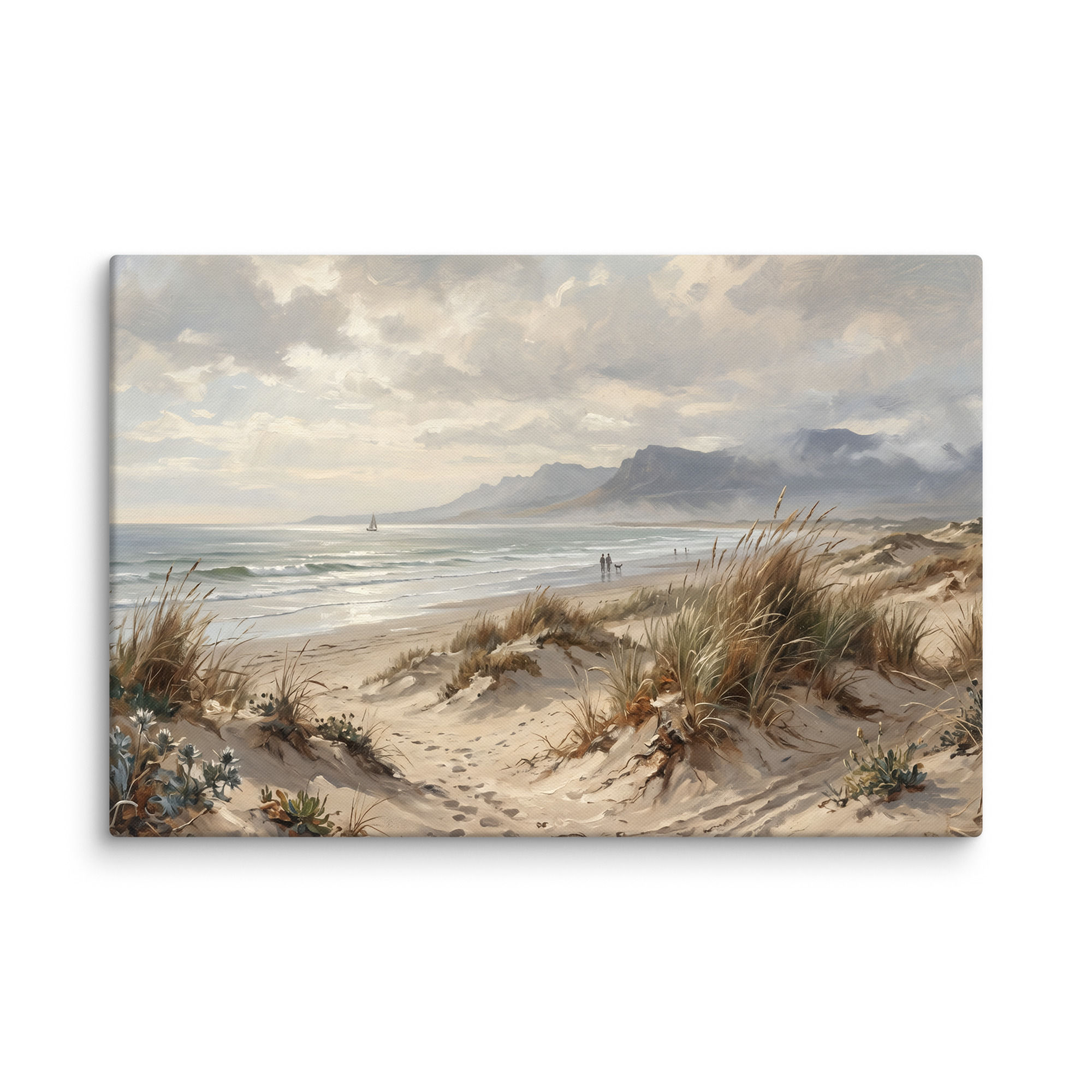 Framed art Path to the Quiet Sea Canvas by Frameifi, serene coastal dune study, framed wall art poster with sailboat and sandy pathway.