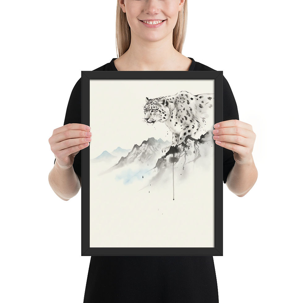 Thumbnail: Abstract Snow Leopard Minimalist Art Print