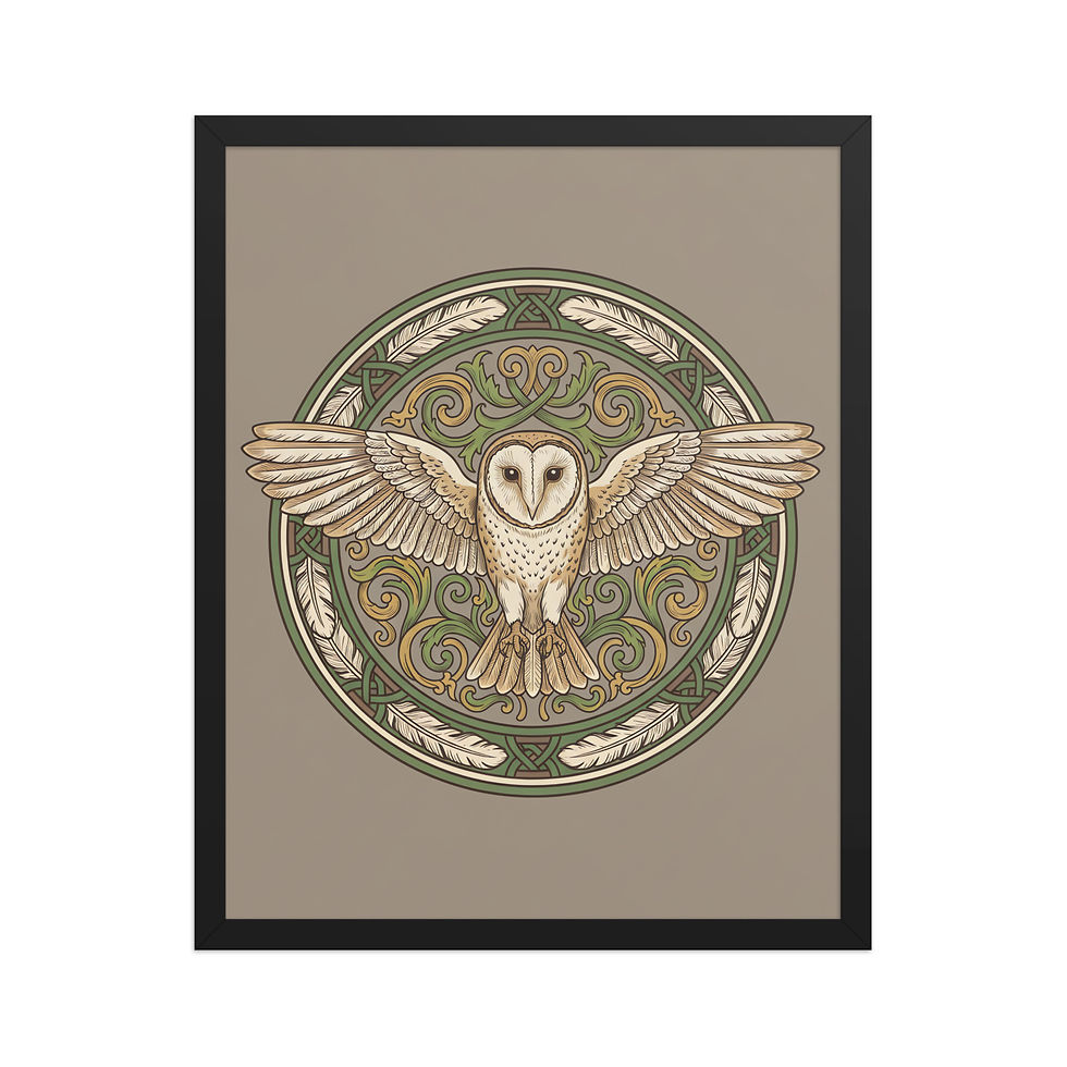 Thumbnail: Barn Owl Motif Framed Wall Art