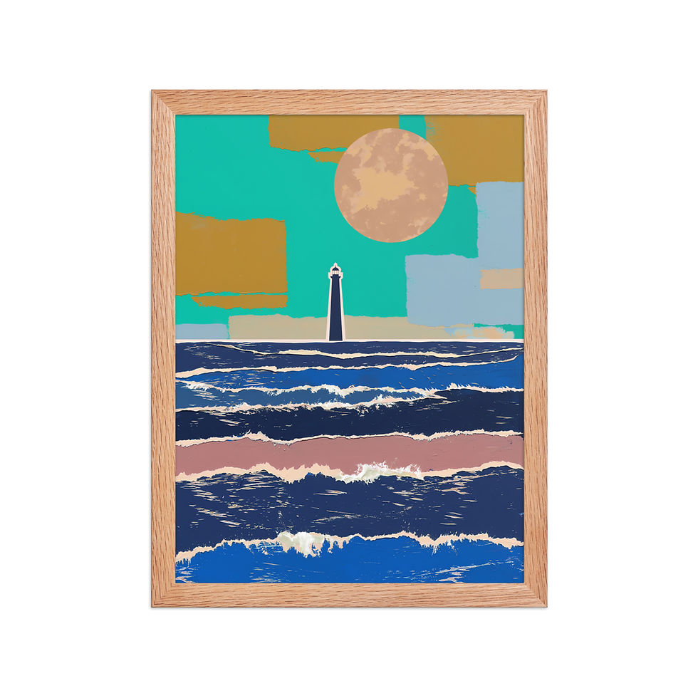 Thumbnail: Moon and Lighthouse Minimalist Art Print