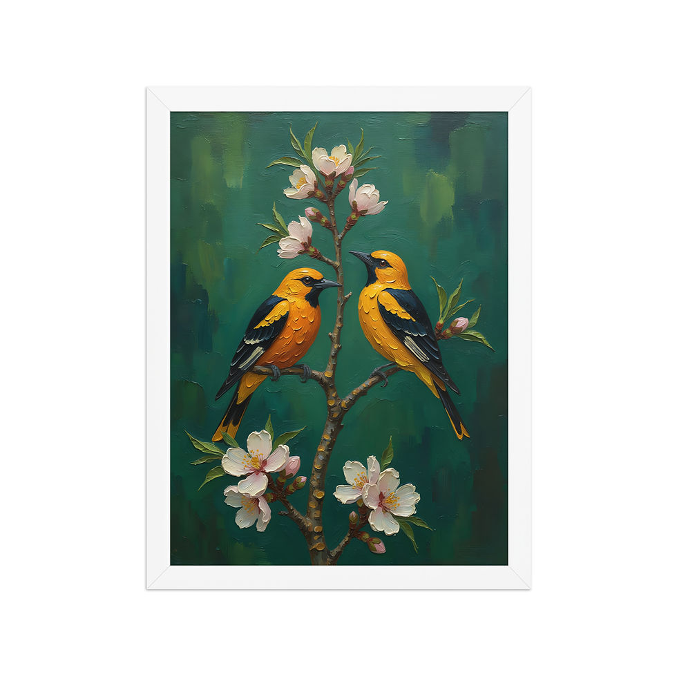 Thumbnail: Yellow Birds on Blossom Tree Art Print
