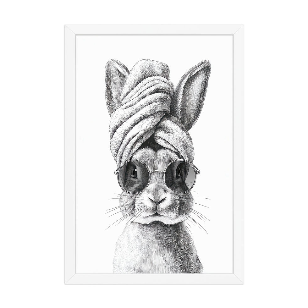 Thumbnail: Rabbit in a Towel Framed Wall Art Bathroom Print
