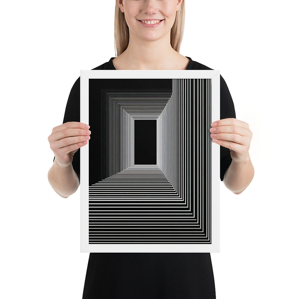 Thumbnail: Tunnel Black & Beige Abstract Wall Art Print 