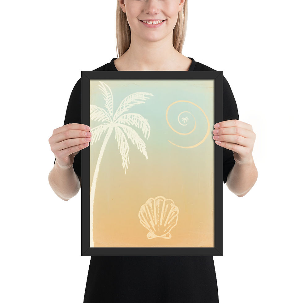 Thumbnail: Minimalist Beach Motifs Framed Print
