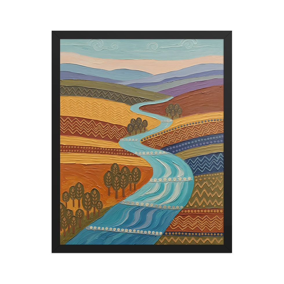 Thumbnail: Geometric River Landscape Art Print