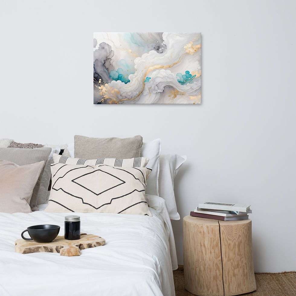 Thumbnail: Abstract Cloudscape Canvas - Luxury Gold Accent Fluid Art Wall Decor