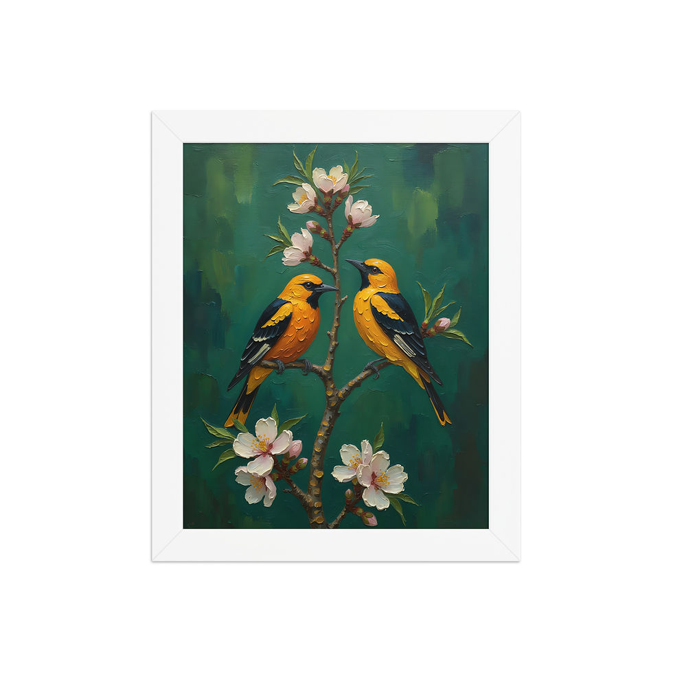 Thumbnail: Yellow Birds on Blossom Tree Art Print