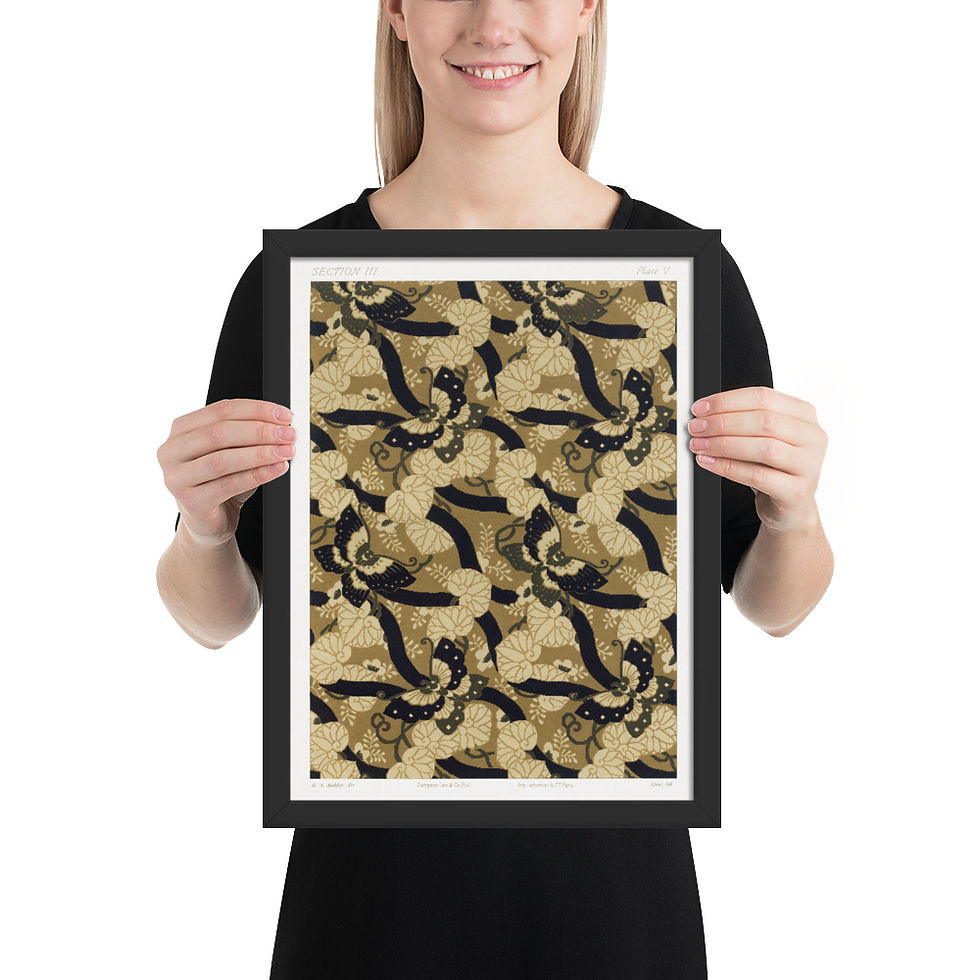 Thumbnail: Vintage Japanese Butterfly Pattern - Framed Art  