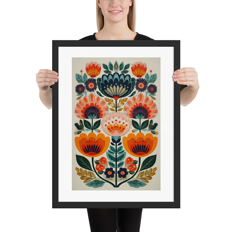 Thumbnail: Scandinavian Inspired Botanical Wall Art - Folk Style Decor