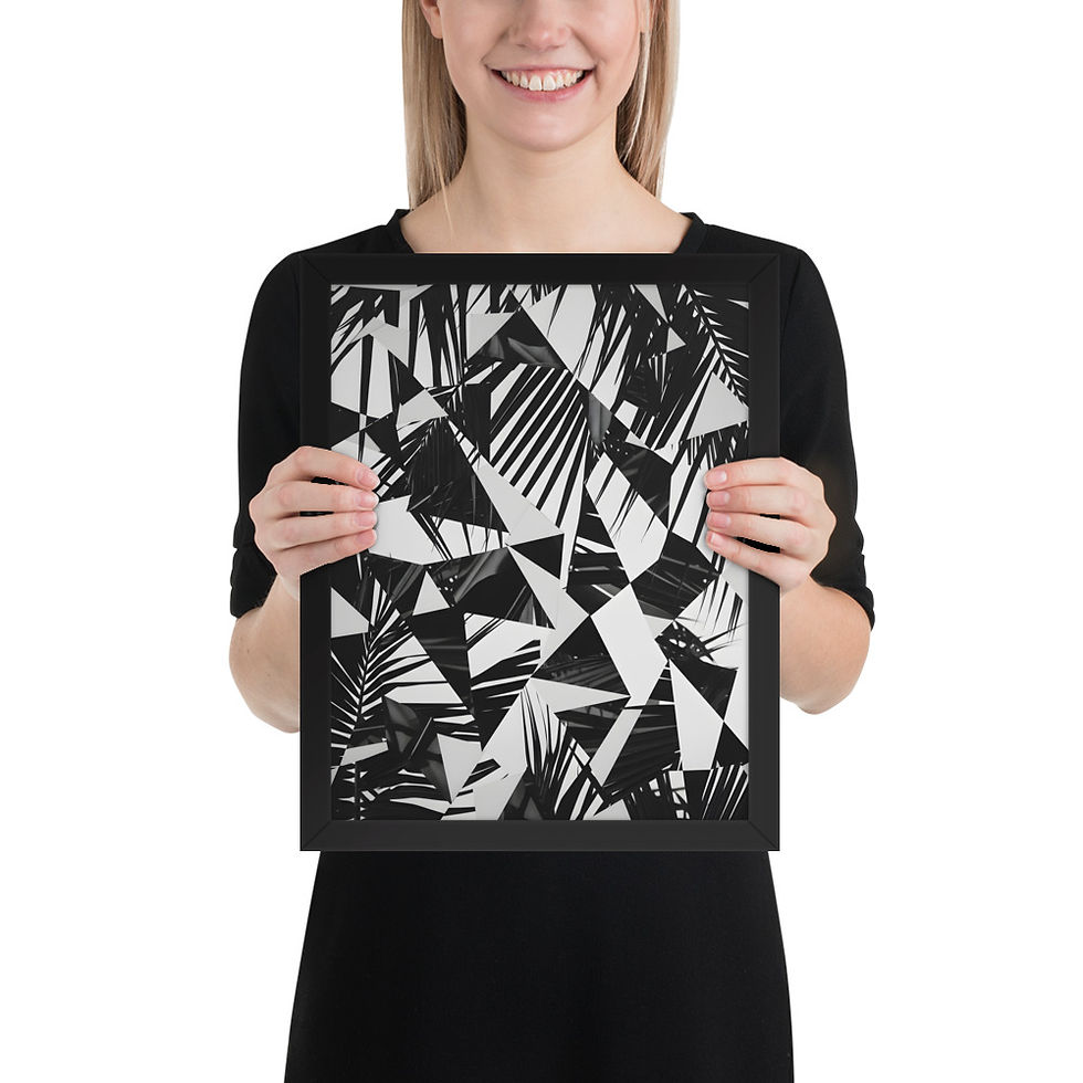 Thumbnail: Geometric Palm Frond Monochrome Framed Poster