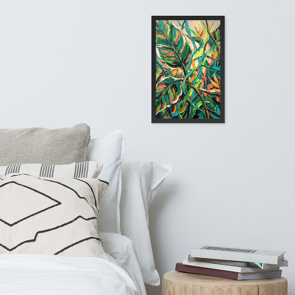 Thumbnail: Vibrant Tropical Foliage Textured Framed Wall Art