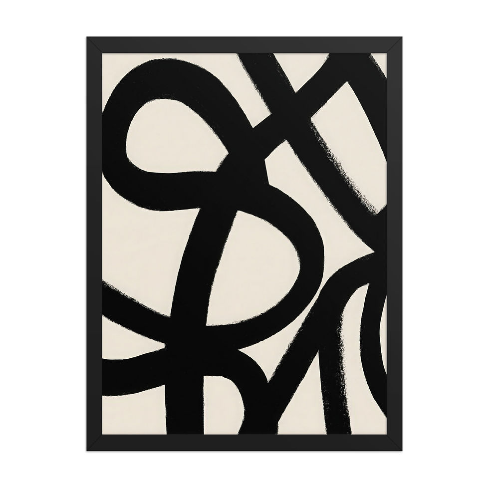 Thumbnail: Black & Beige Abstract Wall Art Print 