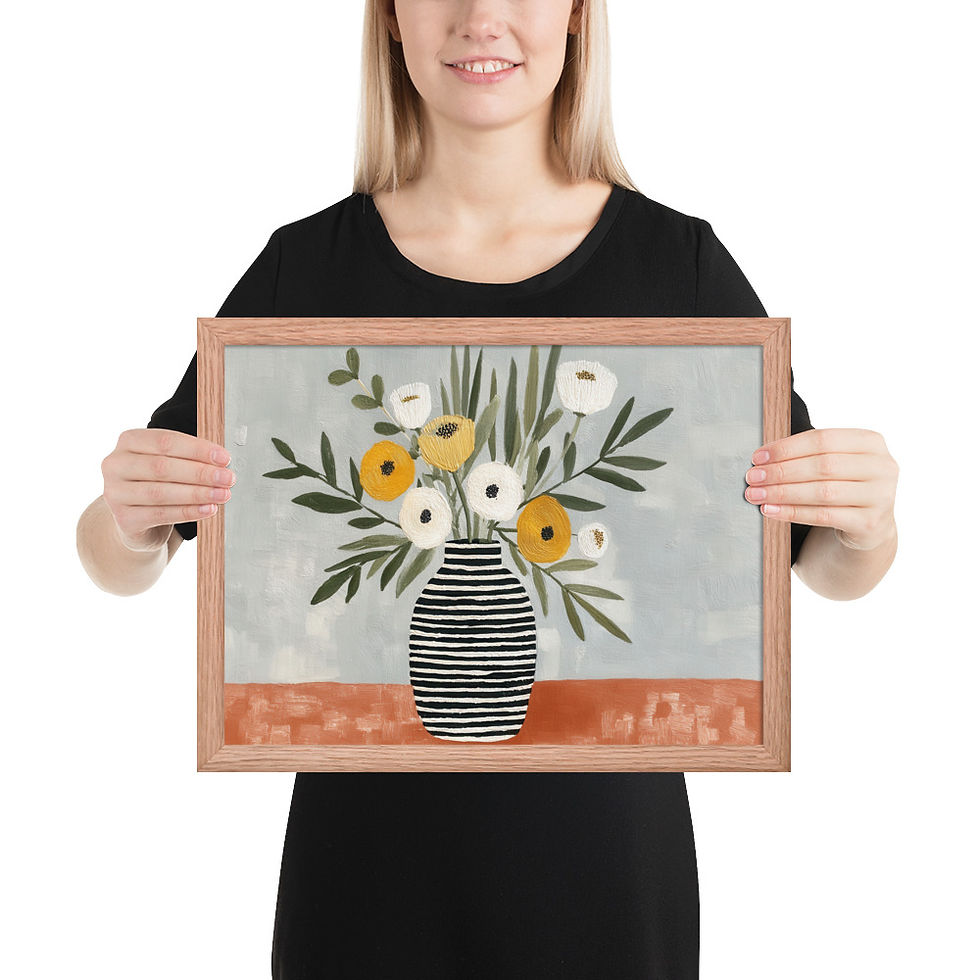 Thumbnail: Modern Floral Still Life Print | Contemporary Vase Wall Art Framed Decor