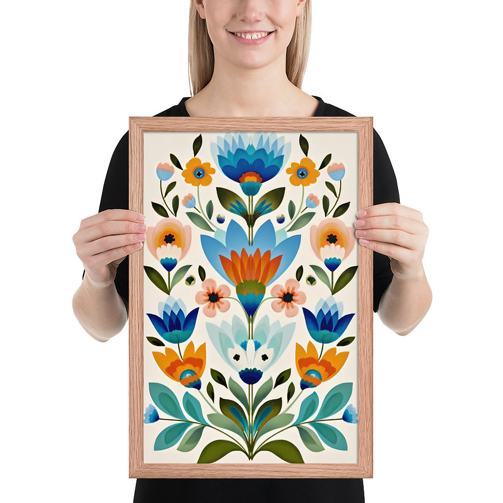 Thumbnail: Folk Style Scandinavian Botanical Prints - Elegant Wall Art