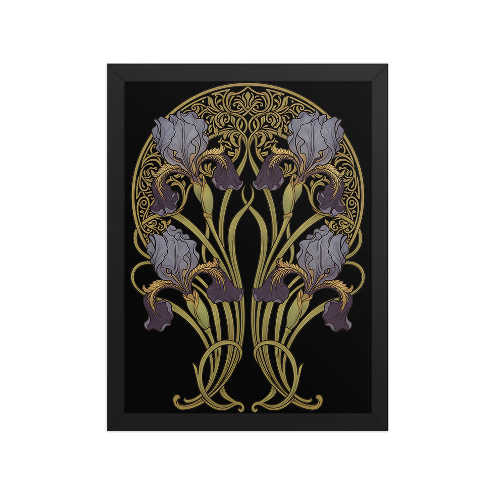 Thumbnail: Gold Art Nouveau Botanicals Framed Art Print